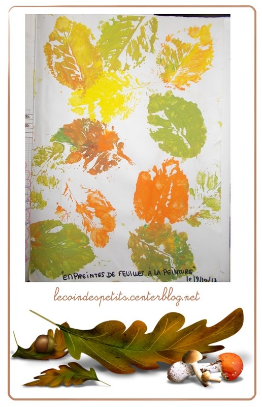 Empreintes de feuilles à la gouache